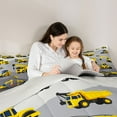 thumbnail image 4 of Manfei Equipped Truck 7-Piece Twin Bedding Sets,Excavator Crane Car Bedding Comforter Set,Yellow Gray Sheet Sets For Boys Teens,Ultra Soft Home Decor Reversible, 4 of 8