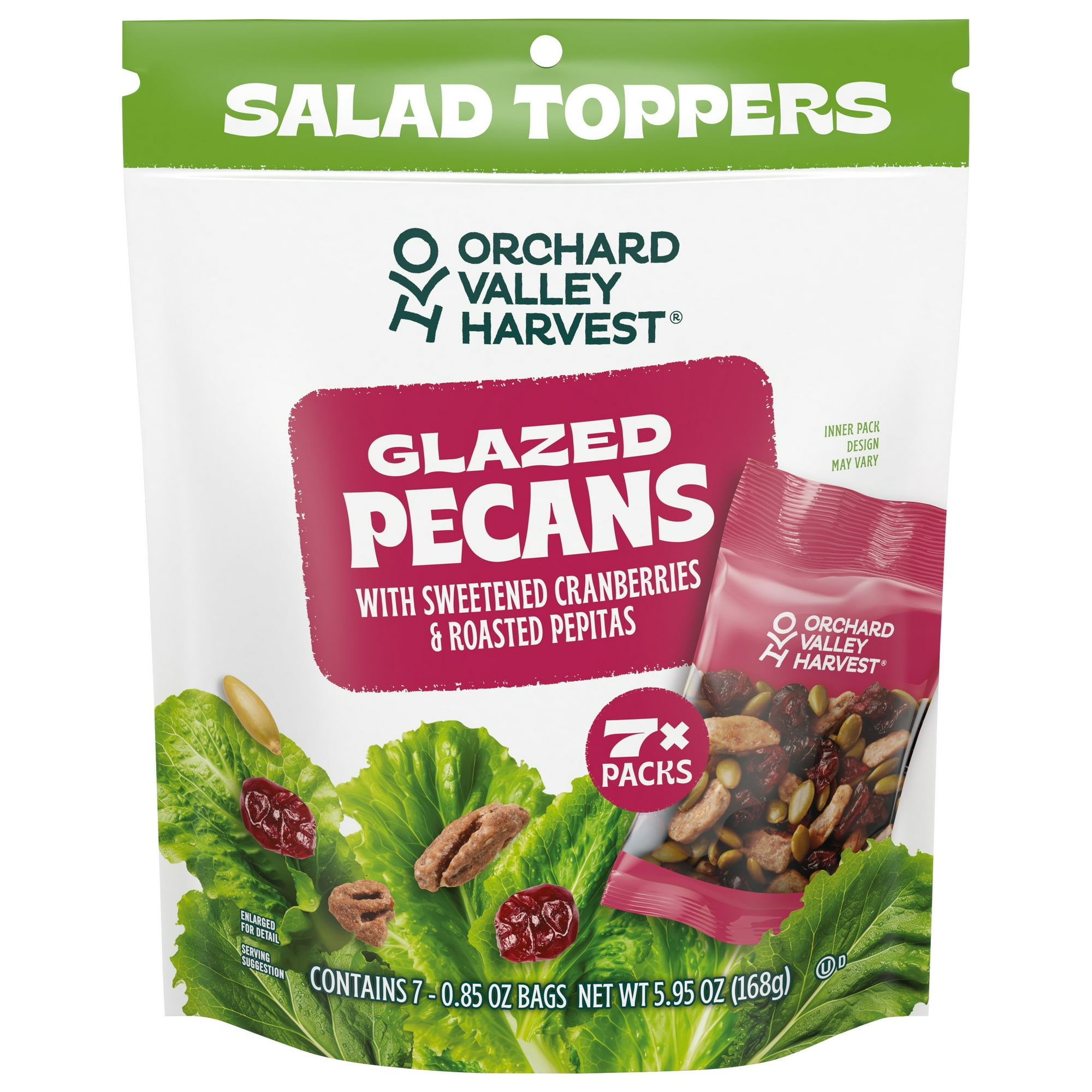 Orchard Valley Harvest Salad Toppers Gluten-Free Glazed Pecans with Sweetened Cranberries & Roasted Pepitas 0.85 oz 7 Bags