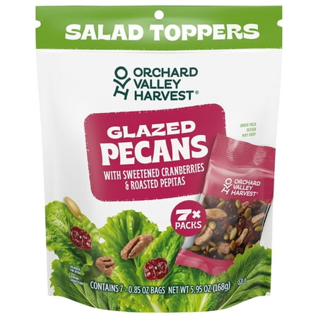 Orchard Valley Harvest Salad Toppers Gluten Free Glazed Pecans with Sweetened Cranberries & Roasted Pepitas 0.85 oz 7 Bags Orchard Valley Harvest Salad Toppers Gluten Free Glazed Pecans with Sweetened Cranberries & Roasted Pepitas 0.85 oz 7 Bags