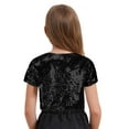 thumbnail image 4 of Yartina Kids Girls Sequin Shrug Bolero Short Sleeve Open Front Cropped Cardigan Jackets Dress Coat Black 12, 4 of 7