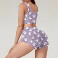 thumbnail image 4 of Women Pajama Set Cute Paw Print Sleepwear 2 Piece Crop Tank Top and Shorts Soft Stretchy Loungewear Outfits, 4 of 4