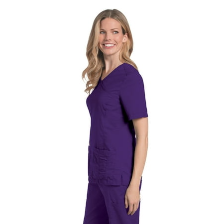 Landau Prewashed Tailored Fit Comfort Stretch 2-Pocket Scrub Top for Women 4147