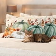 thumbnail image 3 of Orange Green Pumpkins Fall Outdoor Waterproof Pillow Covers, Thanksgiving Floral Botanical Vintage Decorative Rectangle Throw Pillowcase Sofa Cushion Sham for Patio/Couch/Chair, 20"x12" 2 Pack, 3 of 8