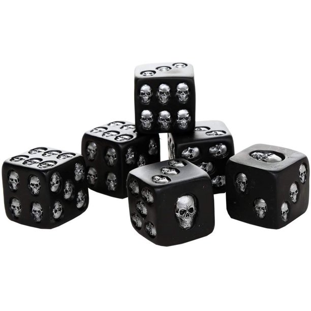 Pacific Giftware Decorative Black Skull Dice of Death 1.5 Inches Each