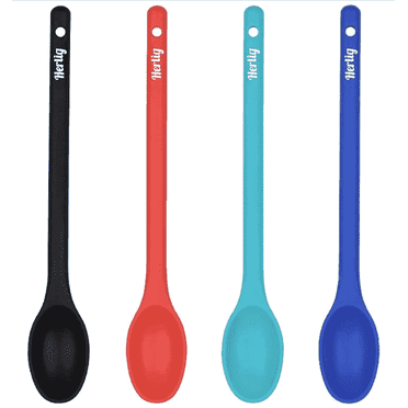 Herlig 4-Piece Large Silicone Mixing Spoon Set – 12" Heat-Resistant, Non-Stick Cooking & Baking Utensils