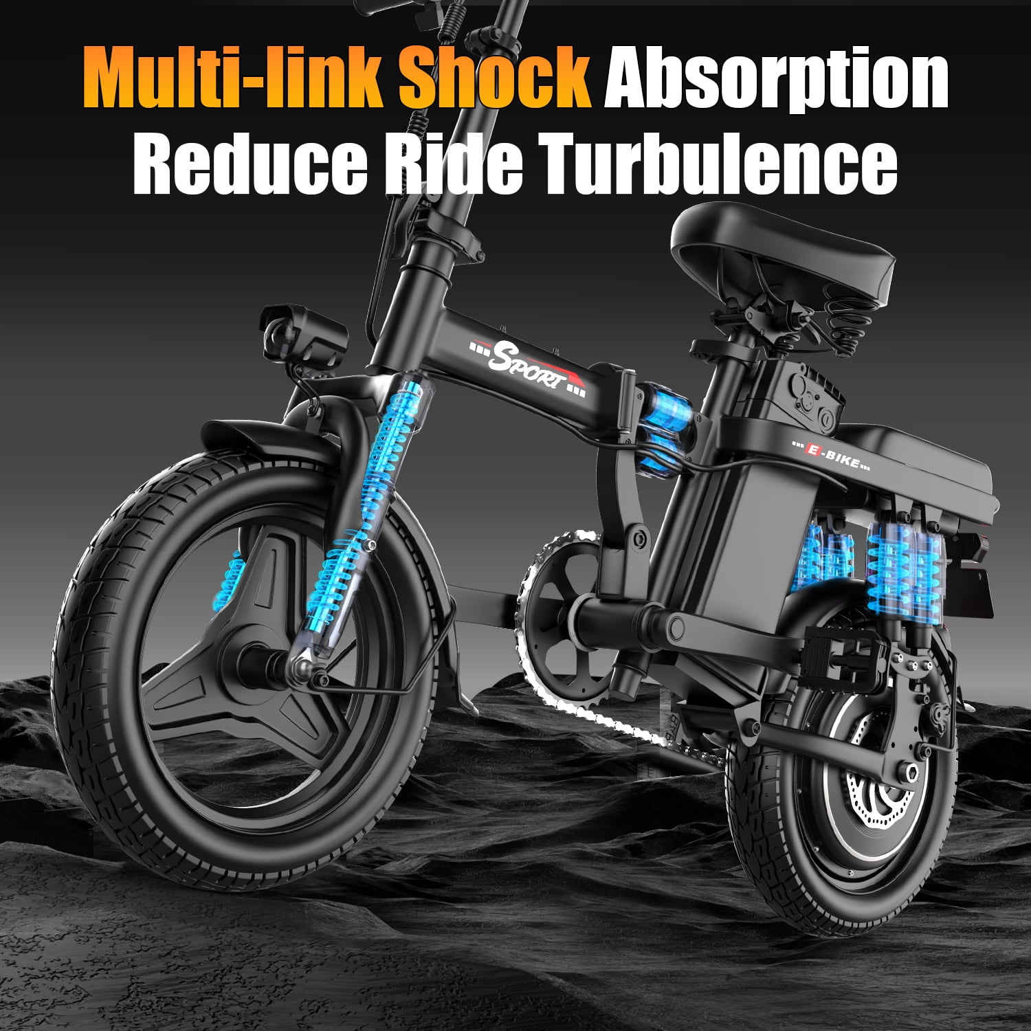 ASKGO14" Electric Folding Bike , 750W Peak Electric Bike for Adults , 25MPH, 30-45 Miles Range, E-Bike with Dual Brake & Multi Suspension, Portable Electric Mini Bike