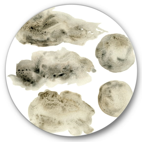 Designart 'Golden Beige and Grey Clouds II' Modern Circle Metal Wall Art 36x36 - Disc of 36