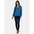 thumbnail image 2 of Time and Tru Women's Woven Relaxed Denim Top Size XS-XXXL, 2 of 5