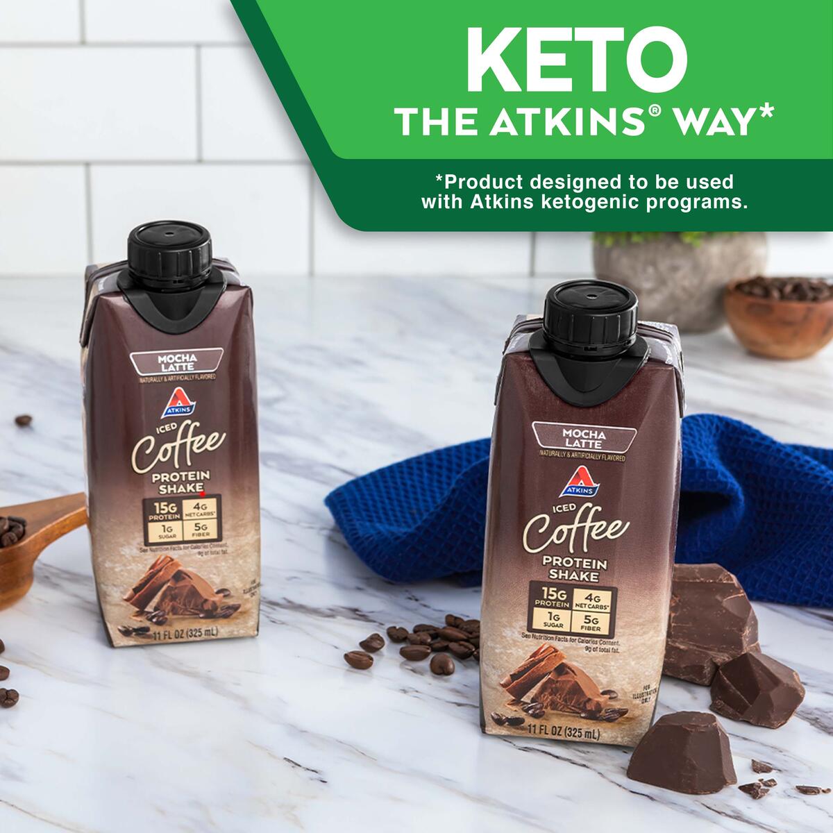 Atkins Mocha Latte Iced Coffee Protein Shake, Low Carb, Low Sugar, Keto Friendly, 12 Ct - image 5 of 9