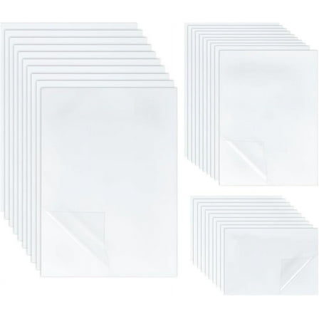 65 Sheets A4/A5/A6 PET Laminating Sheets Self-Adhesive Glossy Cold Laminating Film Waterproof Laminate Sticker for Photo Painting Poster Documents White