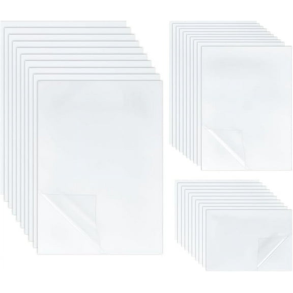 65 Sheets A4/A5/A6 PET Laminating Sheets Self-Adhesive Glossy Cold Laminating Film Waterproof Laminate Sticker for Photo Painting Poster Documents White