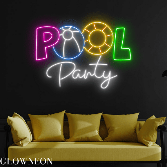 Glowneon Neon Led Light For Swimming Pool Decor, Pool Party Wall Art
