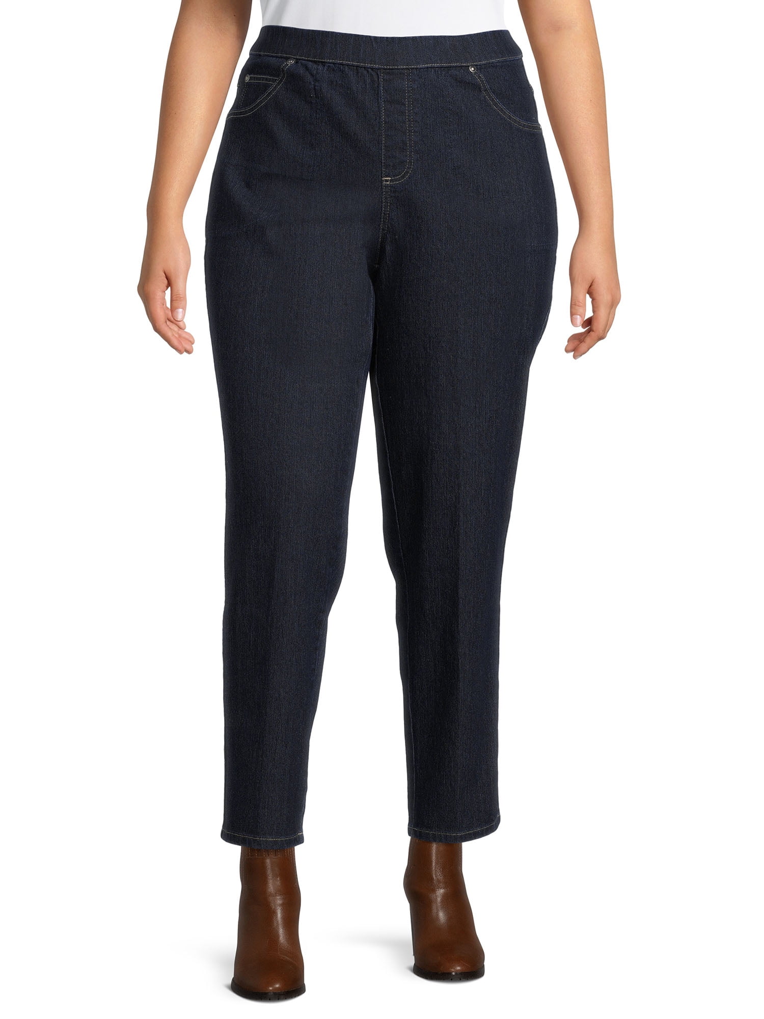 Plus Size 5-Pocket Pull-On Jeans 