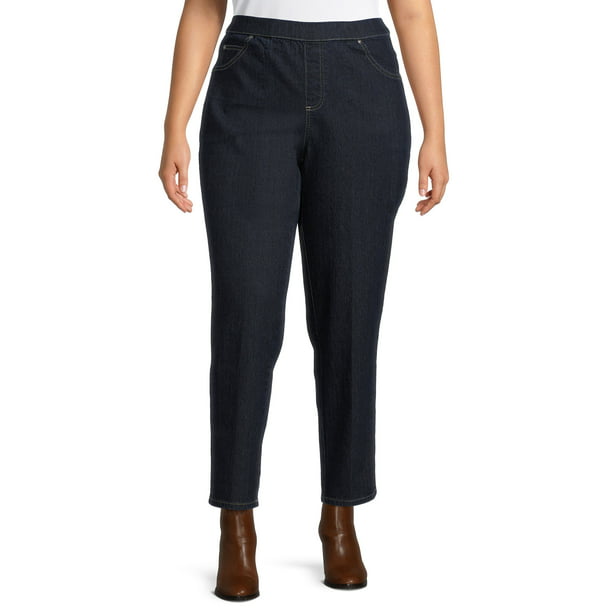 Just My Size Women's Plus Size 5-Pocket Pull-On Jeans, Also in Petite ...