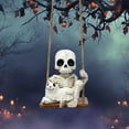 thumbnail image 6 of Happydeer Skeleton And Ghost Cat Figurine Halloween Swing Skeleton Ornament Gothic Hanging Decoration for Car Rearview Mirror Home Halloween Party Decor (White), 6 of 13