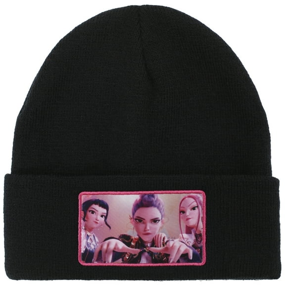 KPop Demon Hunters Huntr/x Black Cuff Knit Beanie