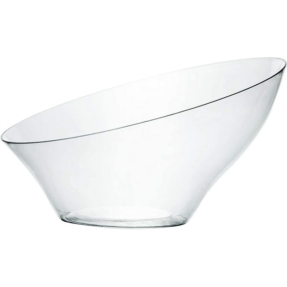 Disposable Angled Plastic Bowls Round Large Serving Bowl, Elegant for Party's, Snack, or Salad Bowl, Clear Pack of 4