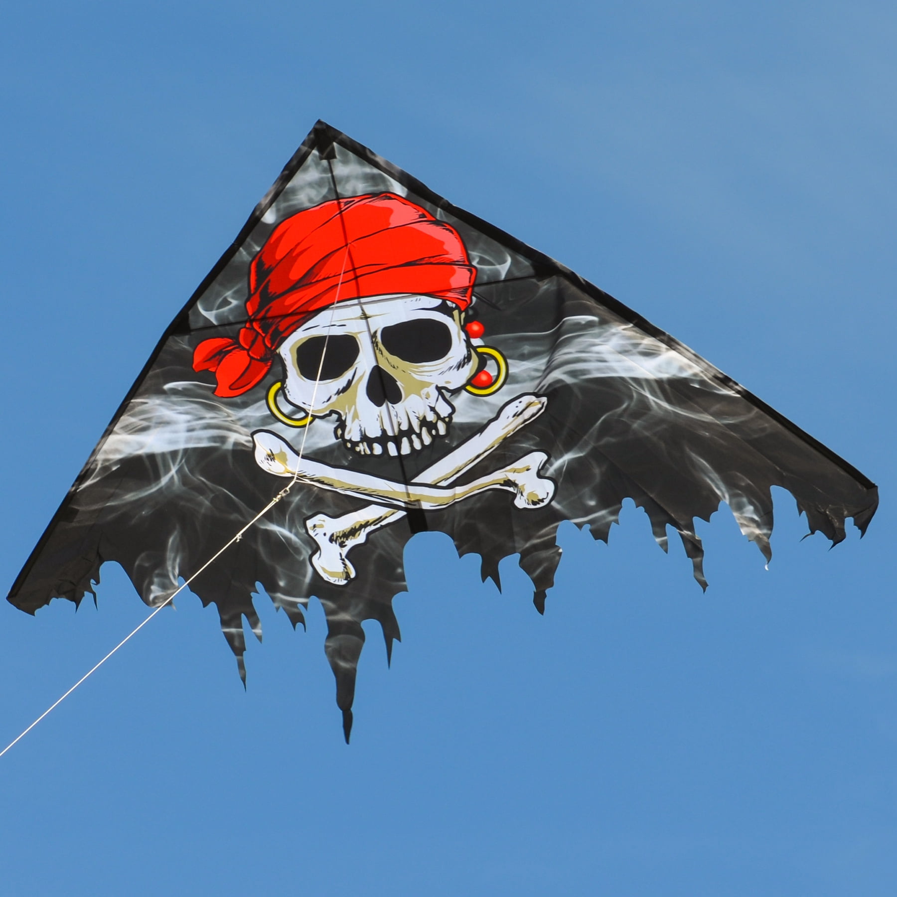 In the Breeze Kites 3257 - Smokin' Pirate Fringe 50-inch Delta Kite - Fun, Easy Flying Pirate Kite
