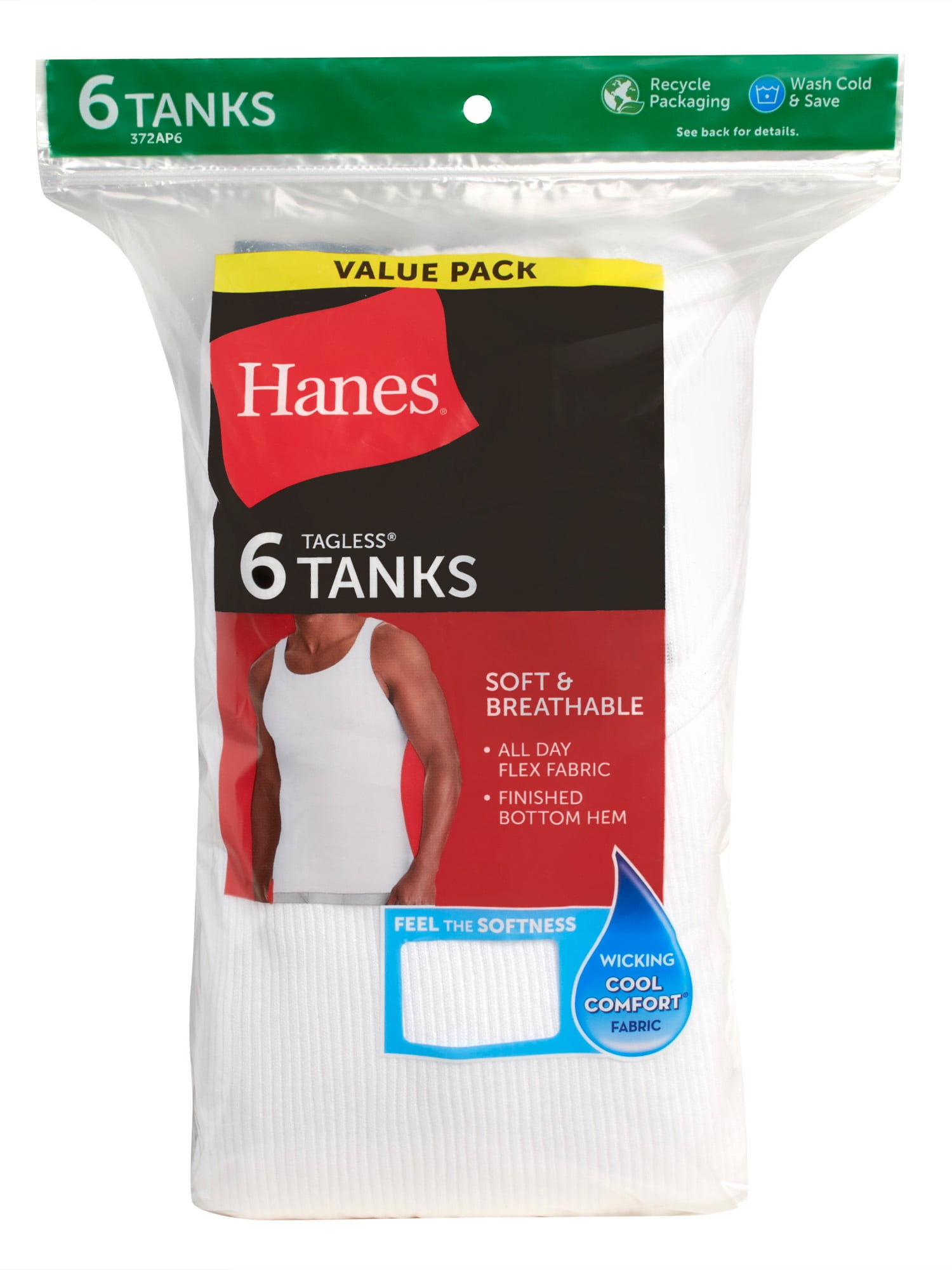 Hanes Men's Tank Tops Undershirt, Moisture-Wicking, Cotton Ribbed Tanks, White or Black/Grey Multipacks