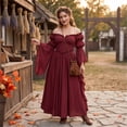 thumbnail image 5 of OIOLOYJM Medieval Renaissance Dress for Women Off Shoulder Victorian Gothic Witch Wedding Costume Dress Comfortable Fashion Elegant Cosplay Dress Red XL, 5 of 6