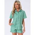 thumbnail image 3 of DARING DIVA 2 Pieces Plaid Pajama Short Sleeve Set Button Down Shirt M Green, 3 of 6