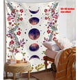 thumbnail image 3 of Bailu Moonlit Garden Tapestry, Moon Phase Surrounded by Vines and Flowers White Wall Decor Tapestry 36×48 inches, 3 of 5