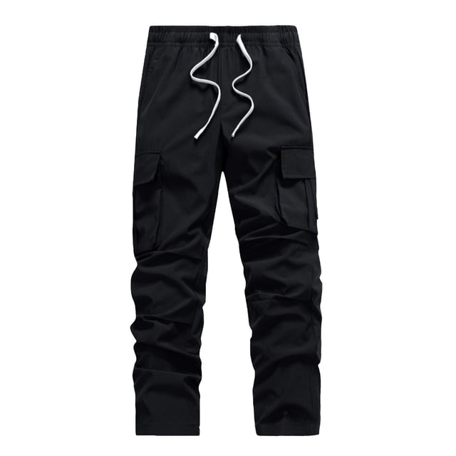 Men's Casual Cargo Joggers with Elastic Drawstring Waist and Multiple Utility Pockets for Everyday Comfort and Versatile Wear