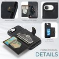 thumbnail image 4 of 2 in 1 Detachable Wallet Back Cover for iPhone 16e, Vintage Premium PU Leather Kickstand Case with Card Holder Pocket & Wireless Charging Slim Phone Cases Cover for iPhone 16e, Black, 4 of 8