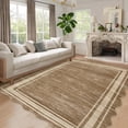 thumbnail image 5 of Towallmark 9x12 Washable Area Rug, Ultra Soft Low Pile Non-Slip Carpet, Modern Scalloped Print Floor Mat for Living Room Bedroom Home Decor, Brown, 5 of 9