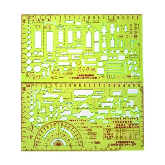 Tachiuwa 2Pcs Traffic Accident Drawing Ruler Accident Symbols, Survey Marking Lightweight Painting Stencils Vehicle, Drawing Ruler