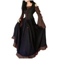 thumbnail image 2 of FcBaudy Robes pour Femmes, Robes d'Été pour Femmes Médiévales Européennes et de Cour Coupe Ajustée à Lacets Ourlet Grand Robe Patchwork Ensemble Robe Femme, 2 of 6