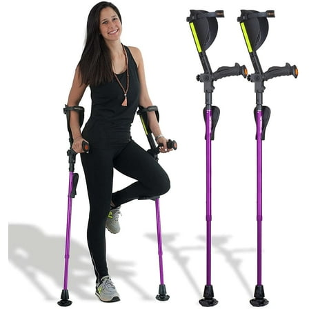 Ergobaum 7G by Ergoactives. 1 Pair (2 Units) of Ergonomic Forearm Crutches - Adult 5' - 6'6'' Adjustable (Purple)