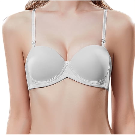 Fashion Women Solid Color Pendant Bra with Steel Ring Fixed Cup High Elasticity Comfort Daily Wear Lingerie for Enhanced Support #White 34