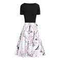 thumbnail image 7 of Summer Savings Clearance! Edvintorg Dress Sets For Women Fashion Summer V-Neck Short Sleeve Floral Print Vacation Zipper Dress Sets Holiday Outfits For Women Black XL, 7 of 7