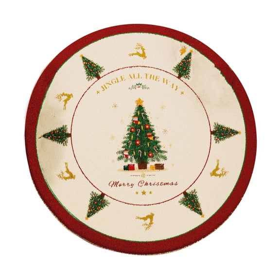 A Christmas Round Rug Festive Holiday Circular Floor Mat Xmas Decorative Area Rug For Living Room Bedroom Entryway Home Indoor Decor