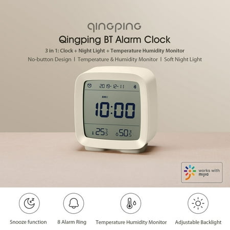 

QingPing Qingping BT Alarm Clock Temperature Humidity Monitoring Night Light 3 in 1 Multifunctional Clock Work With Mijia APP CGD1