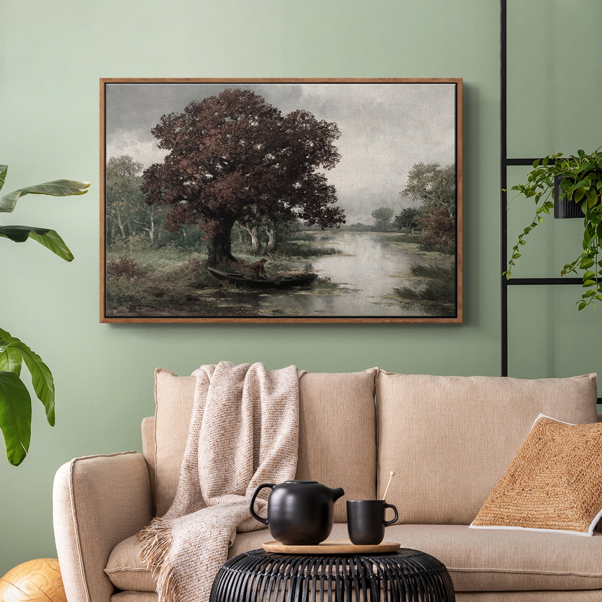 Vintage Landscape-CCCLV By Wexford Home Framed in Walnut Wood Gallery Wrapped Canvas 27 in. x 41 in.
