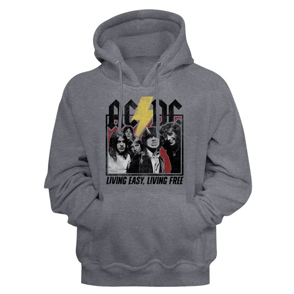 AC/DC Hwy2Hell Lyrics Gunmetal Heather Adult Pullover Hoodie Sweatshirt
