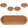 thumbnail image 1 of 4Pcs Glass Storage Jars with Wood Lid Stackable Glass Food Canisters with Tray Airtight Seal Spice Jars Set Clear Glass Seasoning Container Reusable Storage Jar for Kitchen Sugar Salt, 1 of 8