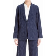 Max Studio London Womens Jacquard One Button Blazer Jacket, Blue, Medium