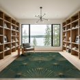 thumbnail image 2 of ODIKA 9'x12' Washable Area Rug Non-Shedding, Easy Care Fan Shaped Botanical Motif Elegant Border Structured Foliage Design for Master Suite, California King, Under Bed, 2 of 7