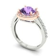 thumbnail image 2 of 1.86 ct Round Cut Simulated Alexandrite Solitaire with Simulated Diamond Accents 18K White/Rose Gold Womens Engagement Ring, 2 of 5