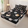 thumbnail image 2 of Homewish Cartoon Dog Zipper Queen Comforter Set with Fitted Sheet and 2 Pillowcases,Luck Good Sweet Day My Cute Puppies Print Zipper Bedding Set,Black,Black Reversible,4pcs, 2 of 8