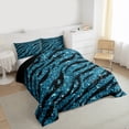 thumbnail image 3 of Homewish Abztract Zebra Stripe Full Size Comforter Sets,Diamond Sparking Print Bedding Comforter Set,Blue Black Bedding Sets For Girsl Kids,Breathable Home Decor Reversible,3pcs, 3 of 8