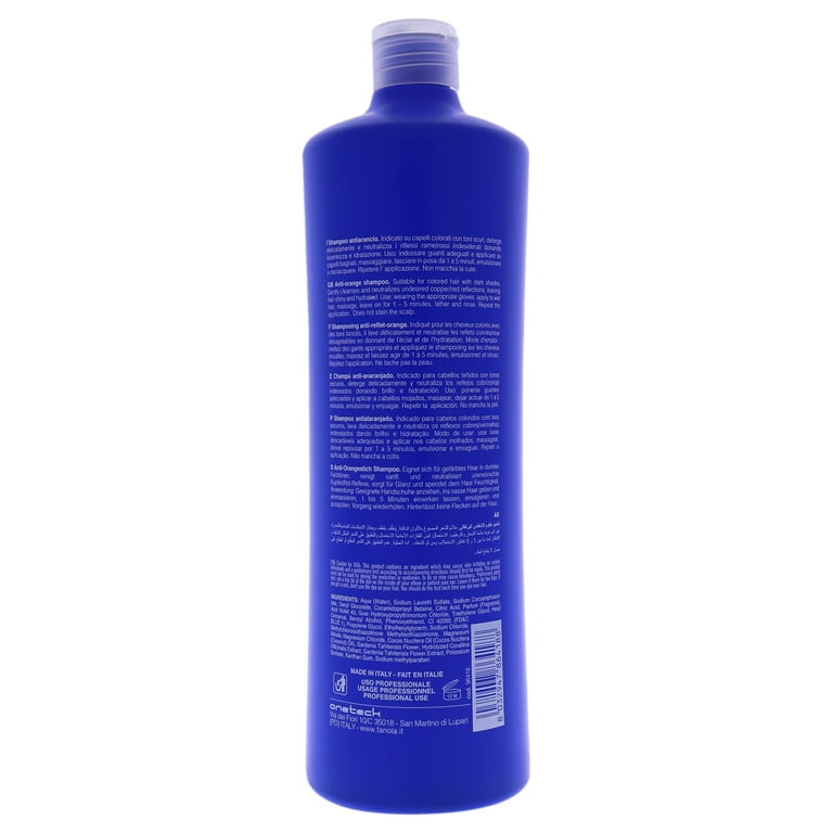Fanola No Orange Blue Shampoo with Coconut Oil for Decolored Hair