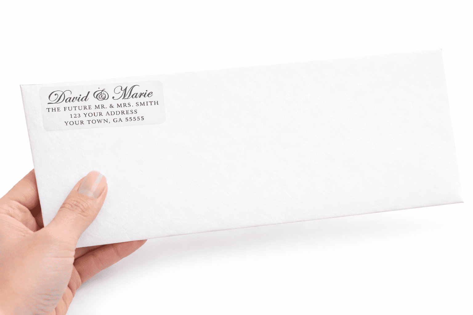Clear Return Address Labels for Envelopes - Matte Frosted Clear Transparent Stickers, Custom Printed Personalized Labels, 5 Sheets, 150 Labels Total - Edwardian Script, Up to 4 Lines of text