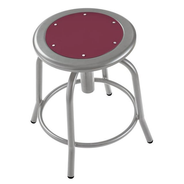National Public Seating 6818-02 18 - 25 in. Height Adjustable Designer Stool with Burgundy Seat & Grey Frame