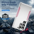 thumbnail image 4 of Dteck for Samsung Galaxy S25 Ultra Case, Full Body Heavy Duty Rugged Shockproof Protective Phone Cover with Tempered Glass Screen Protector and Camera Lens Cover,White+Pink, 4 of 6