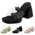 thumbnail image 4 of Vedolay Pumps Shoes High Heels for Women Comfortable Slip on Boho Dressyy Walking Rubber Sparkly Pumps,Black 8, 4 of 5