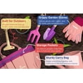 thumbnail image 4 of Kinderific Juego de herramientas de jardinería para niños STEM Incluye bolsa de mano, pala, regadera, rastrillo, tenedor, paleta y guantes (rosa), 4 of 7